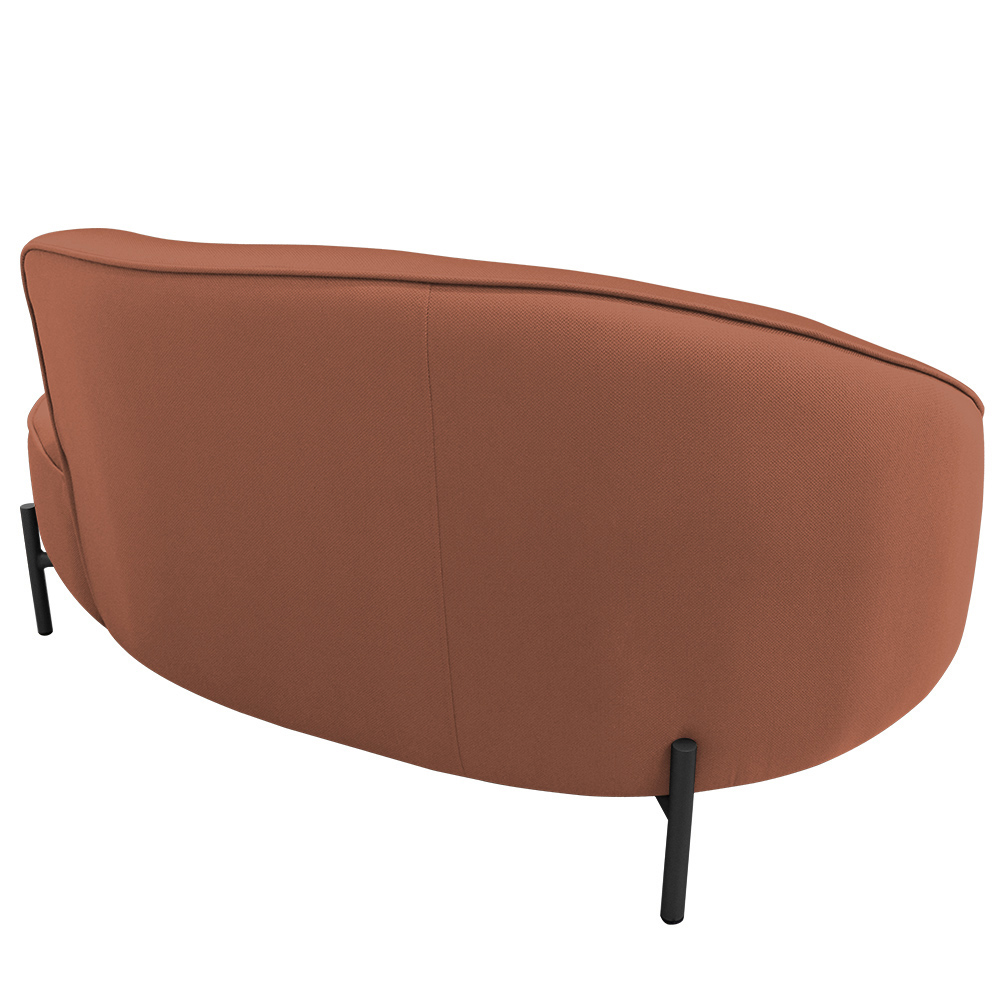 Sofá Curvo 03 Lugares 180cm Braço Direito Thommy Pés Preto Fosco Linho Coral - Nexta Casa