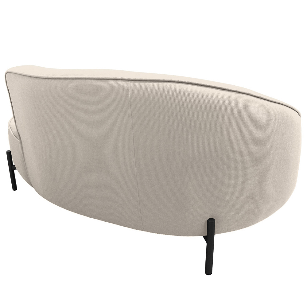 Sofá Curvo 03 Lugares 180cm Braço Direito Thommy Pés Preto Fosco Linho Off White - Nexta Casa