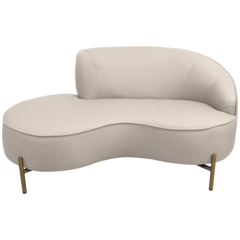 Sofá Curvo 03 Lugares 180cm Braço Esquerdo Thommy Pés Ouro Fosco Linho Off White - Nexta Casa