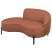 Sofá Curvo 03 Lugares 180cm Braço Esquerdo Thommy Pés Preto Fosco Linho Coral - Nexta Casa