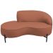 Sofá Curvo 03 Lugares 180cm Braço Esquerdo Thommy Pés Preto Fosco Linho Coral - Nexta Casa
