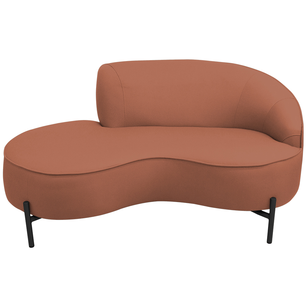Sofá Curvo 03 Lugares 180cm Braço Esquerdo Thommy Pés Preto Fosco Linho Coral - Nexta Casa
