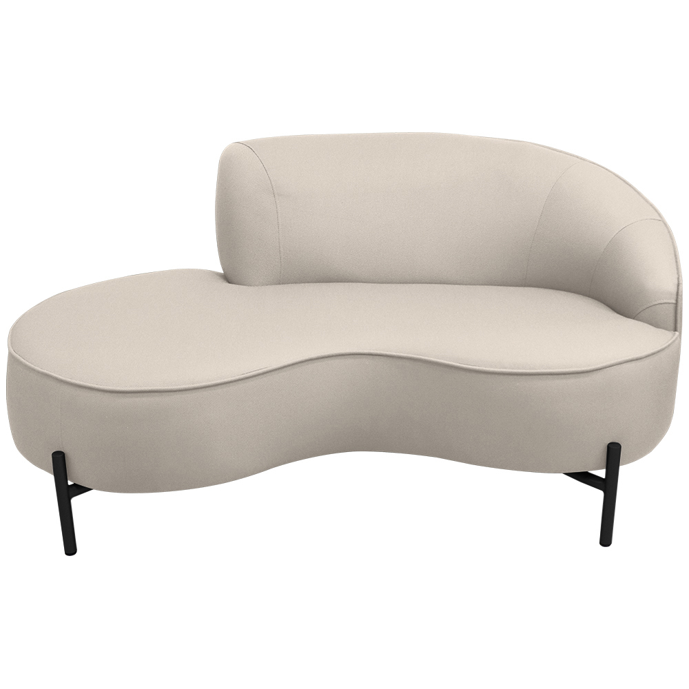 Sofá Curvo 03 Lugares 180cm Braço Esquerdo Thommy Pés Preto Fosco Linho Off White - Nexta Casa