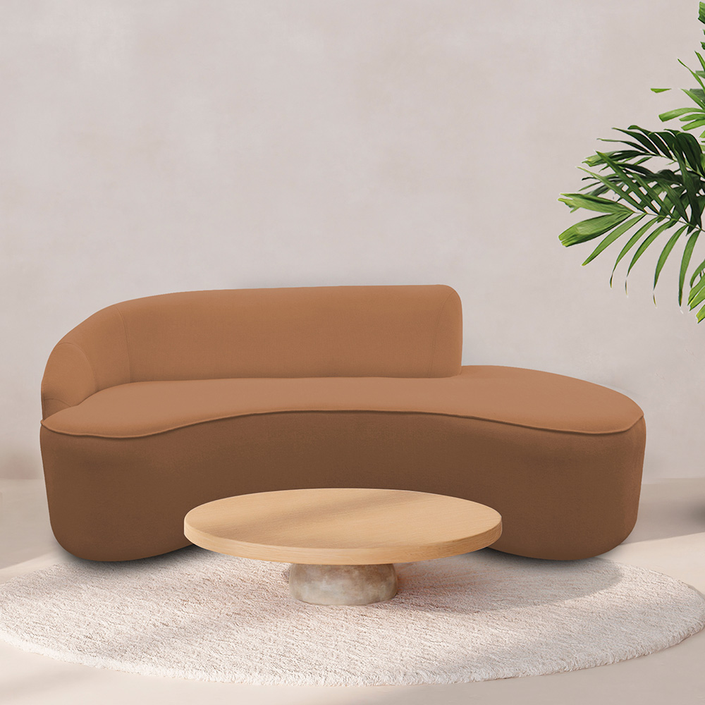 Sofá Curvo 03 Lugares 180cm Eron Braço Direito Bouclé Terracota - Nexta Casa