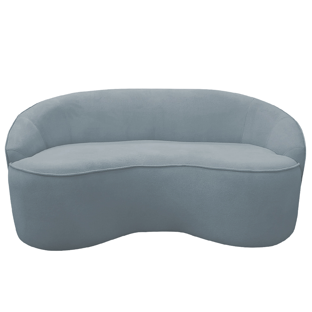 Sofá Curvo Montserrat 150cm 02 Lugares Bouclê Azul Claro - Nexta Casa