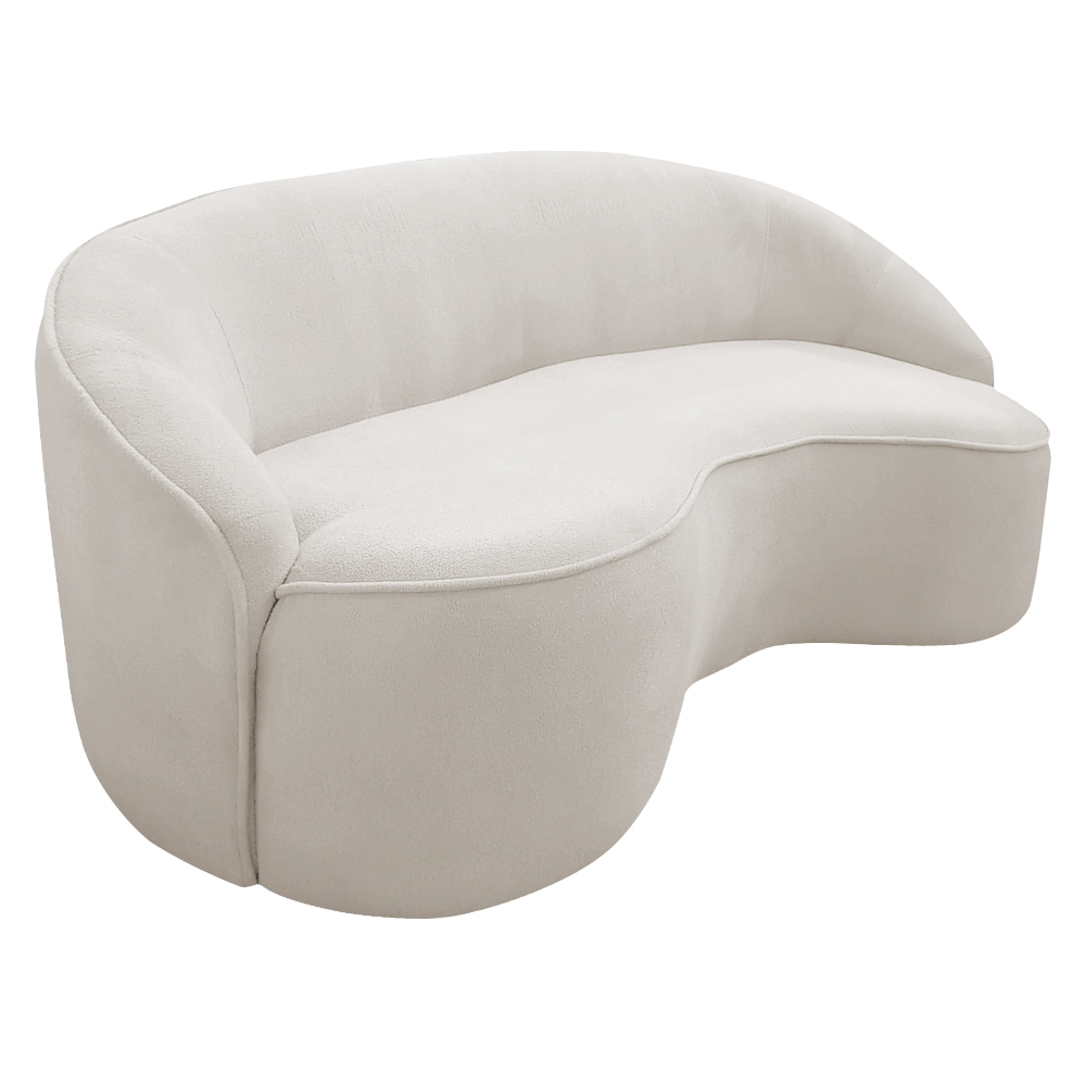 Sofá Curvo Montserrat 150cm 02 Lugares Bouclê Off White - Nexta Casa
