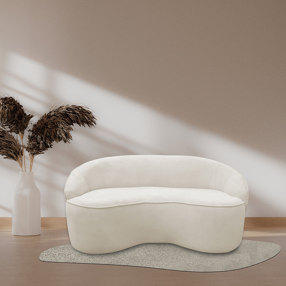 Sofá Curvo Montserrat 150cm 02 Lugares Bouclê Off White - Nexta Casa