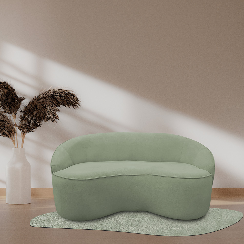 Sofá Curvo Montserrat 150cm 02 Lugares Bouclê Verde Claro - Nexta Casa