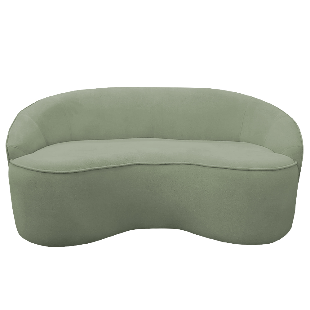 Sofá Curvo Montserrat 150cm 02 Lugares Bouclê Verde Claro - Nexta Casa
