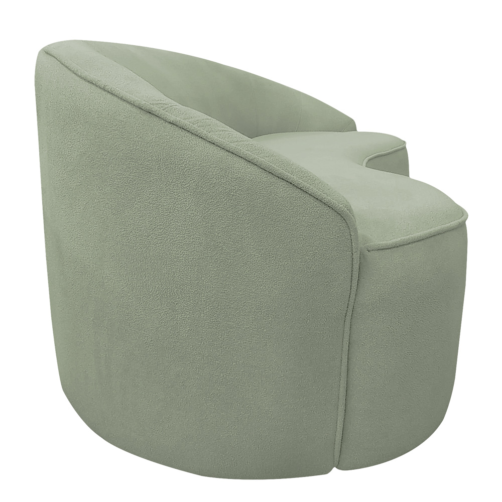 Sofá Curvo Montserrat 150cm 02 Lugares Bouclê Verde Claro - Nexta Casa
