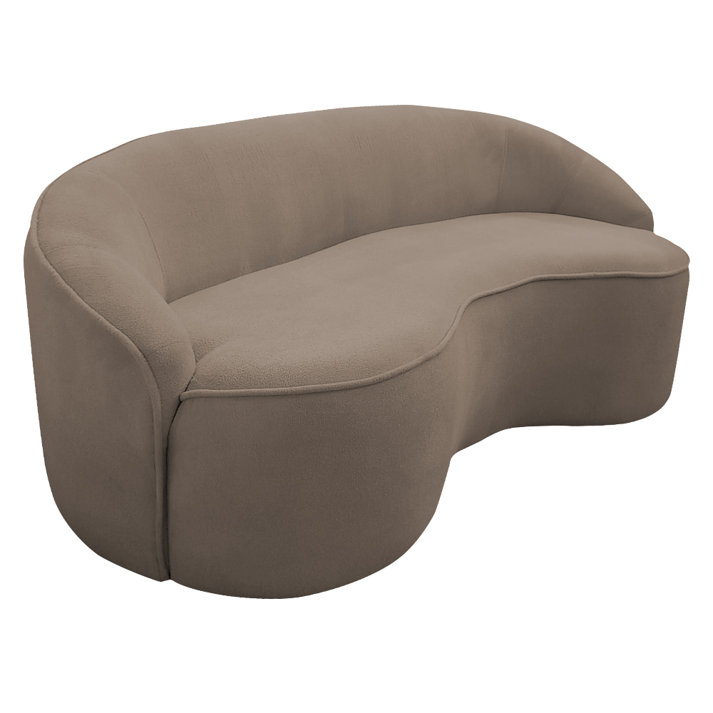 Sofá Curvo Montserrat 180cm 03 Lugares Bouclê Marrom Claro - Nexta Casa