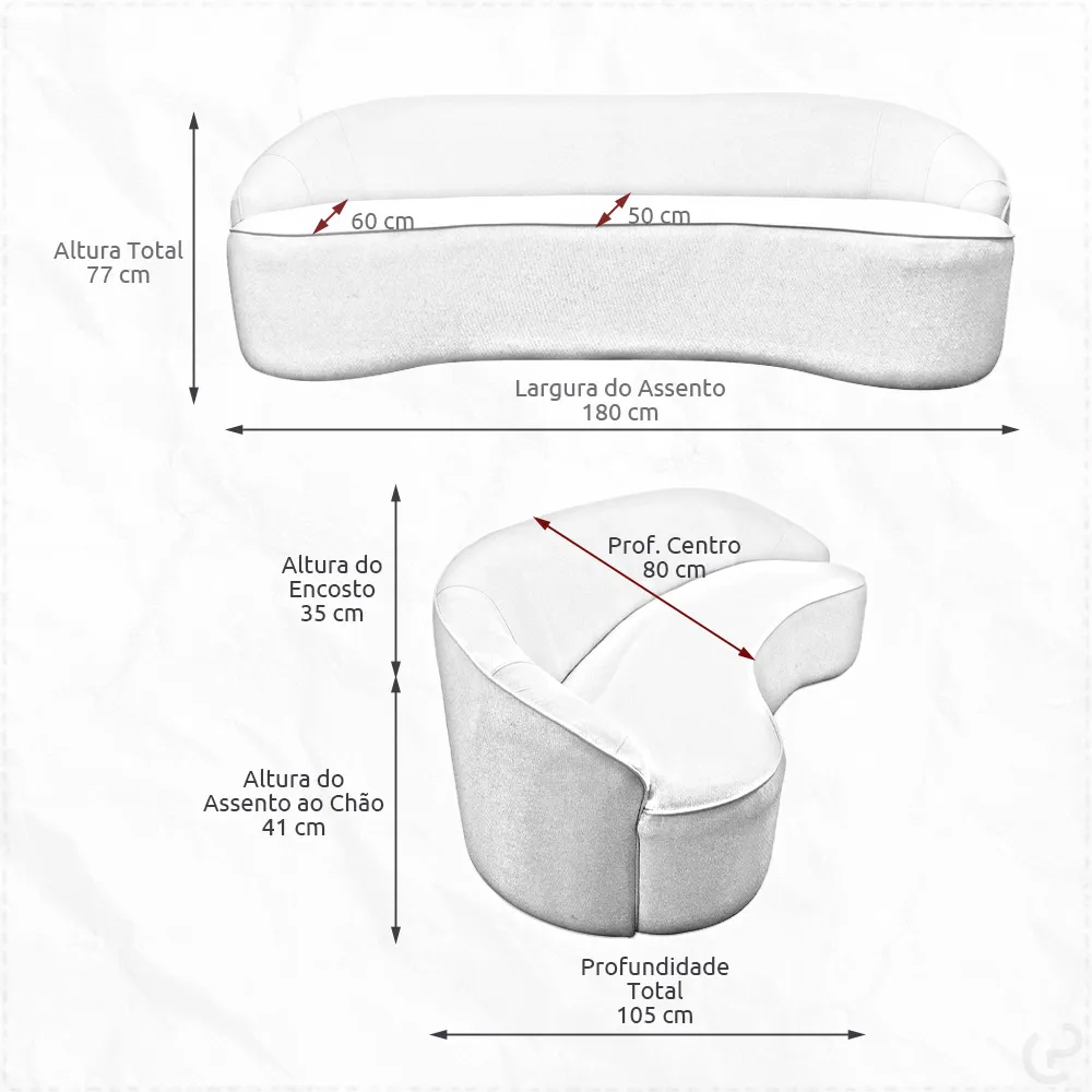 Sofá Curvo Montserrat 180cm 03 Lugares Bouclê Marrom Claro - Nexta Casa