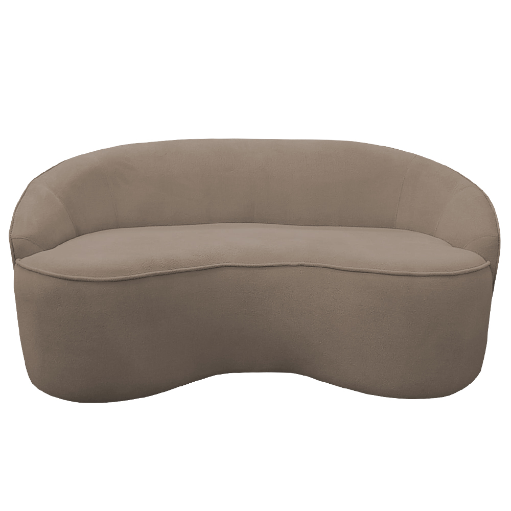 Sofá Curvo Montserrat 180cm 03 Lugares Bouclê Marrom Claro - Nexta Casa