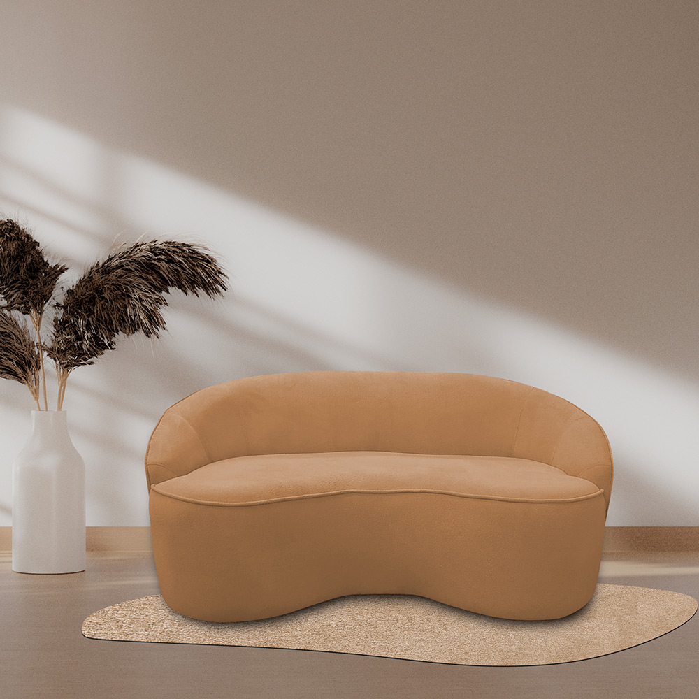 Sofá Curvo Montserrat 210cm 03 Lugares Bouclé Terracota - Nexta Casa