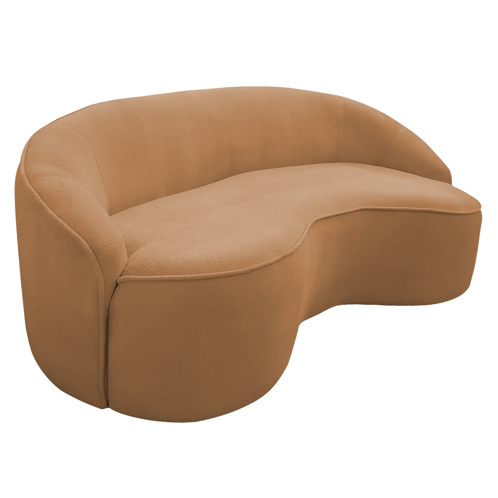 Sofá Curvo Montserrat 210cm 03 Lugares Bouclé Terracota - Nexta Casa