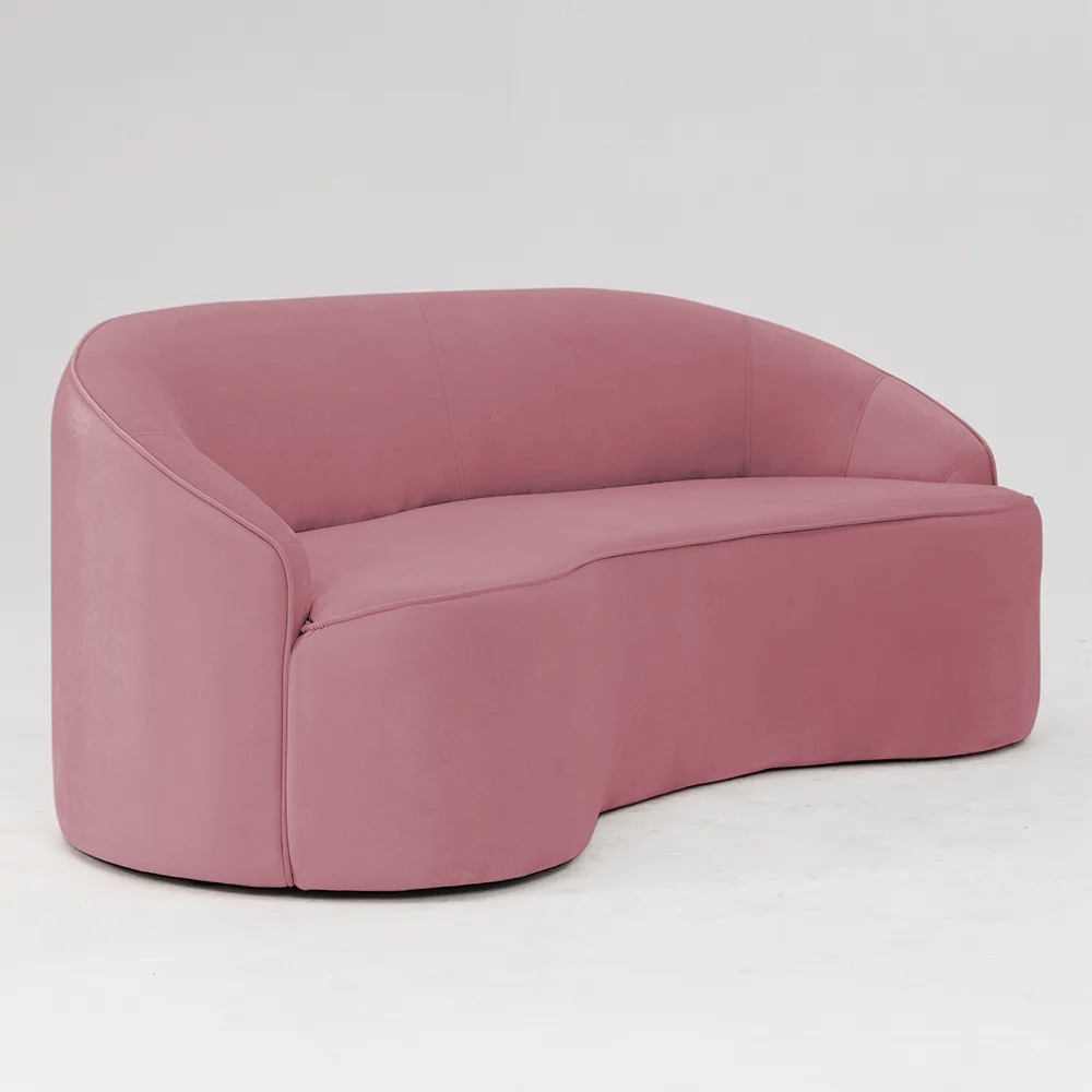 Sofá Curvo Montserrat 210cm 03 Lugares Veludo Rosa - Nexta Casa