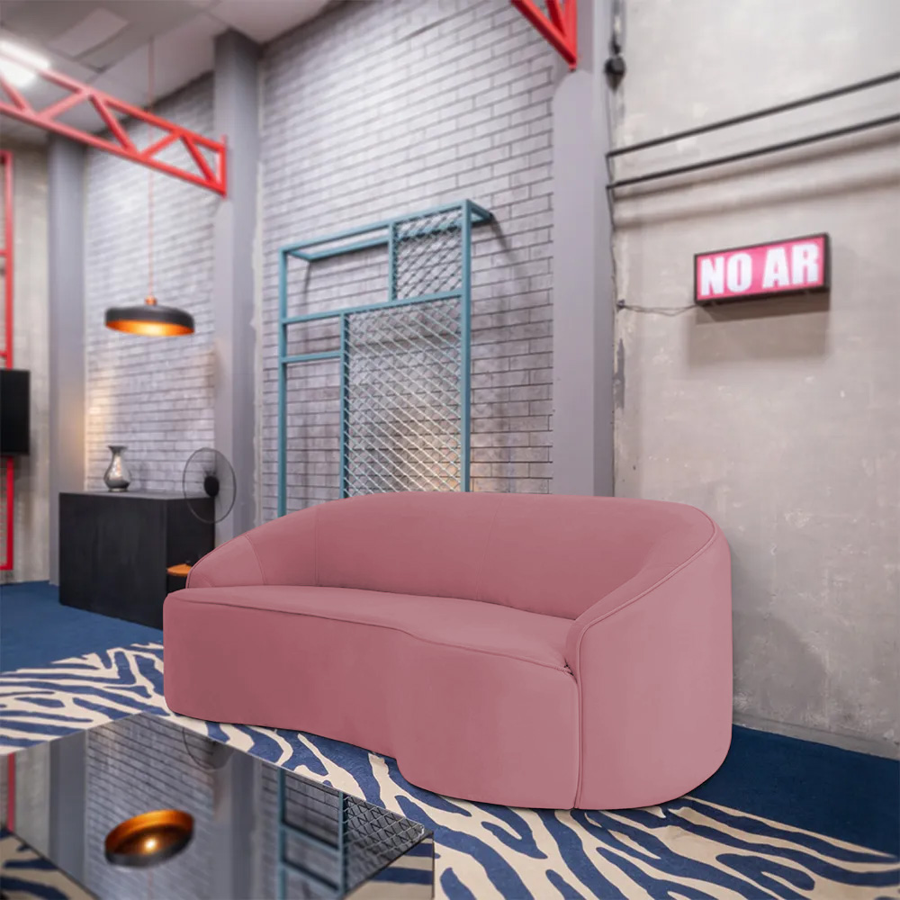 Sofá Curvo Montserrat 210cm 03 Lugares Veludo Rosa - Nexta Casa
