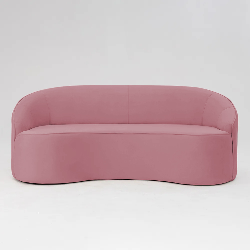 Sofá Curvo Montserrat 210cm 03 Lugares Veludo Rosa - Nexta Casa