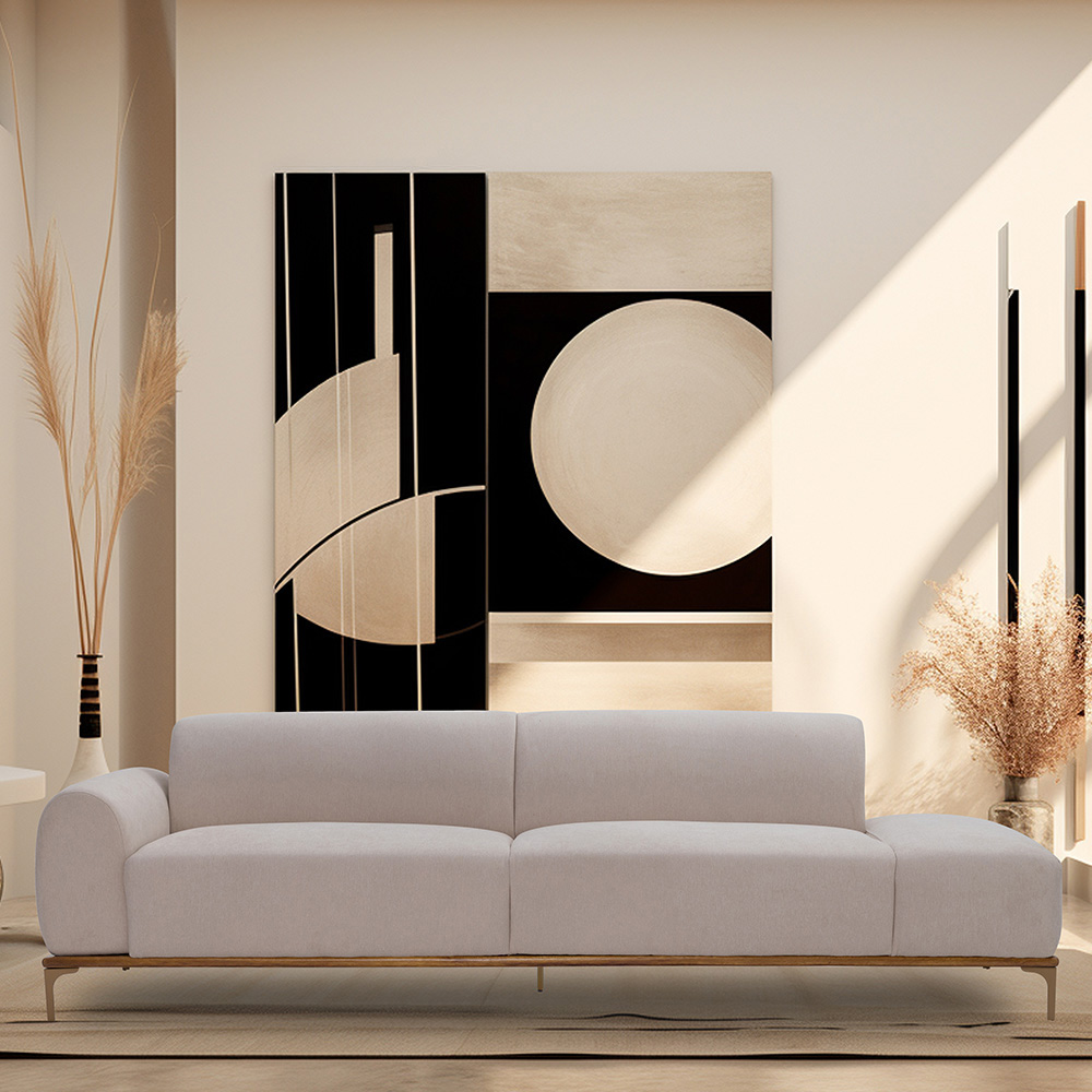 Sofá Living Unne 3 Lugares 210cm Terminal Esquerdo Velusoft Bege - Nexta Casa