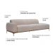Sofá Living Unne 3 Lugares 210cm Terminal Esquerdo Velusoft Bege - Nexta Casa