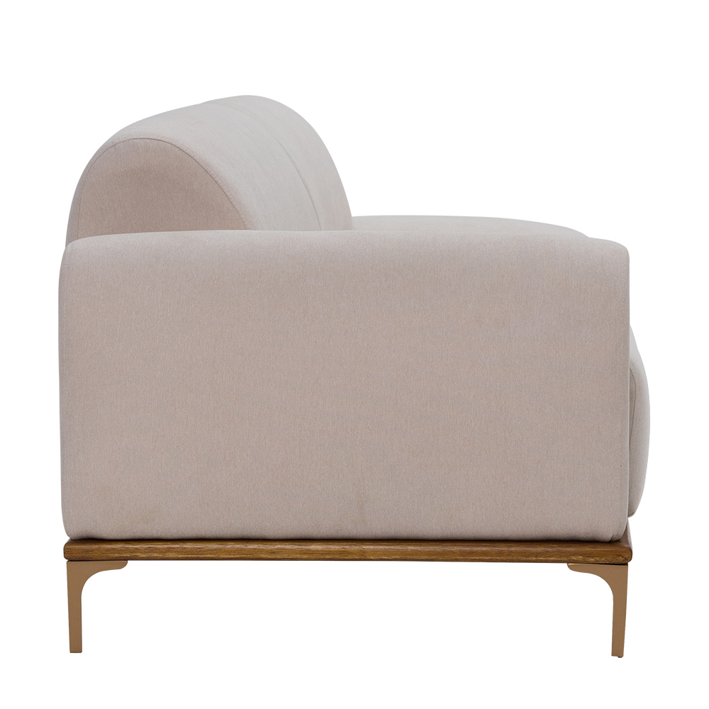 Sofá Living Unne 3 Lugares 210cm Terminal Esquerdo Velusoft Bege - Nexta Casa