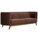 Sofá Luminne 03 Lugares 180cm Base Madeira Veludo Marrom - Nexta Casa
