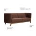 Sofá Luminne 03 Lugares 180cm Base Madeira Veludo Marrom - Nexta Casa