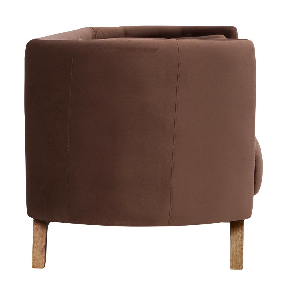 Sofá Luminne 03 Lugares 180cm Base Madeira Veludo Marrom - Nexta Casa