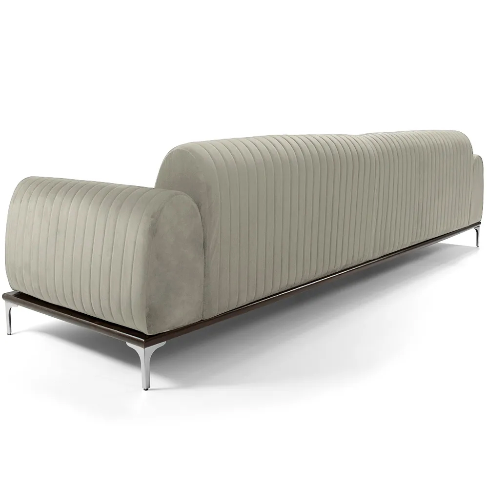 Sofá Molino 3 Lugares 210cm Pés Alumínio Veludo Creme - Nexta Casa