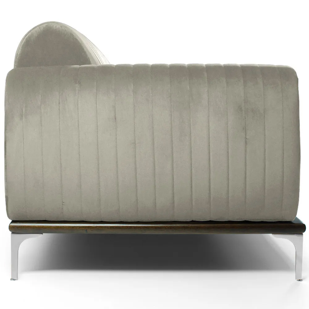 Sofá Molino 3 Lugares 210cm Pés Alumínio Veludo Creme - Nexta Casa