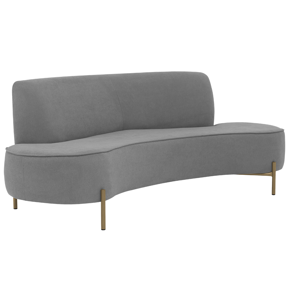 Sofá Orgânico 02 Lugares 150cm Argos Pés Ouro Fosco Linho Cinza - Nexta Casa