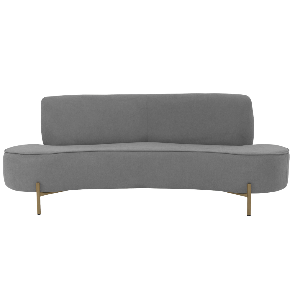 Sofá Orgânico 02 Lugares 150cm Argos Pés Ouro Fosco Linho Cinza - Nexta Casa