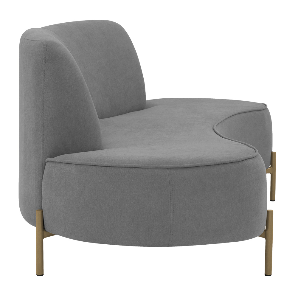 Sofá Orgânico 02 Lugares 150cm Argos Pés Ouro Fosco Linho Cinza - Nexta Casa