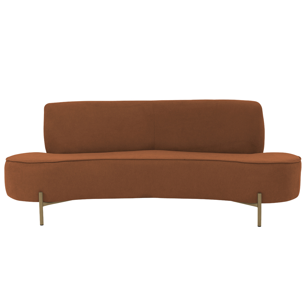 Sofá Orgânico 02 Lugares 150cm Argos Pés Ouro Fosco Linho Terracota - Nexta Casa