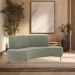 Sofá Orgânico 02 Lugares 150cm Argos Pés Ouro Fosco Linho Verde - Nexta Casa