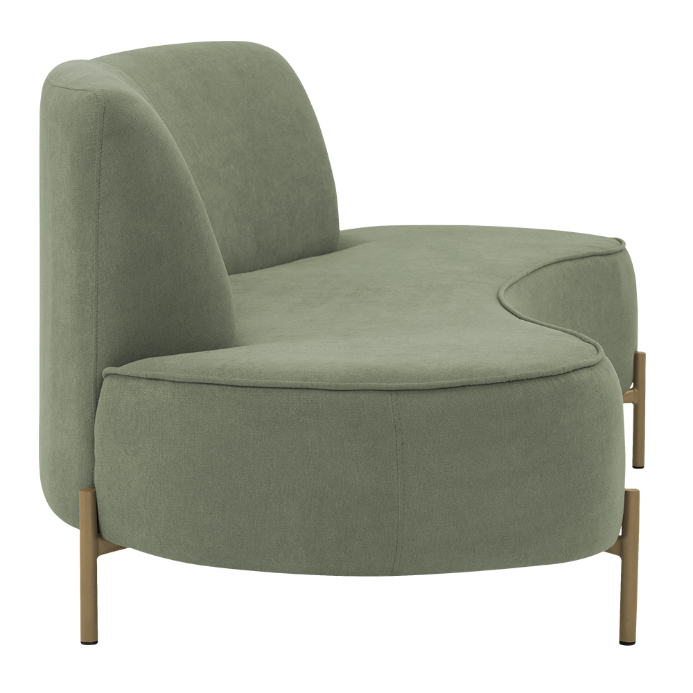 Sofá Orgânico 02 Lugares 150cm Argos Pés Ouro Fosco Linho Verde - Nexta Casa