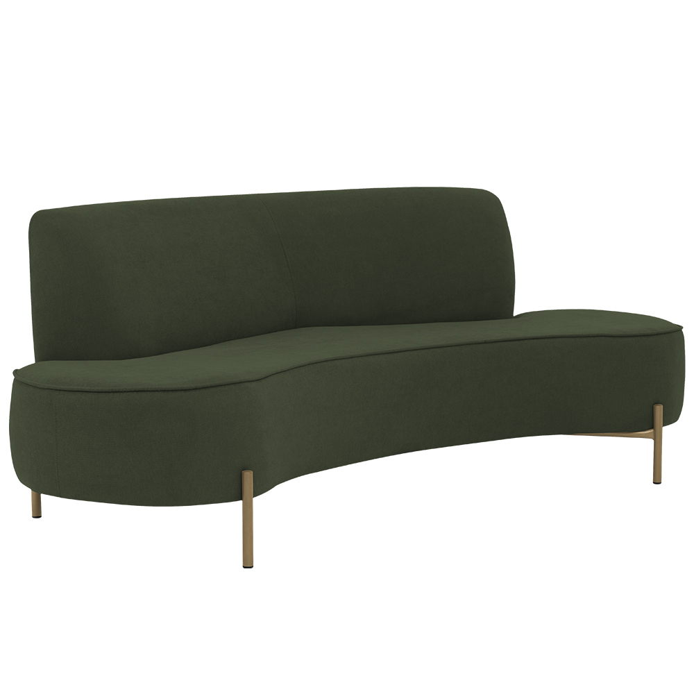 Sofá Orgânico 02 Lugares 150cm Argos Pés Ouro Fosco Linho Verde Musgo - Nexta Casa