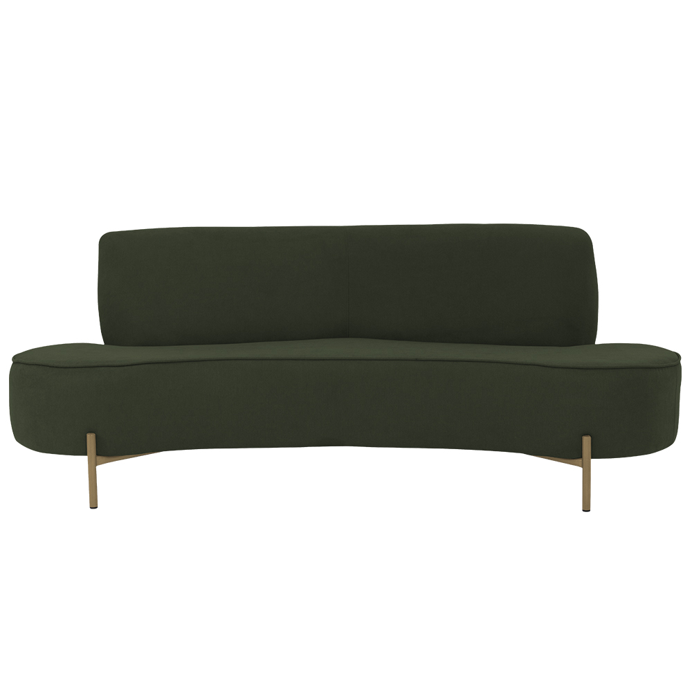 Sofá Orgânico 02 Lugares 150cm Argos Pés Ouro Fosco Linho Verde Musgo - Nexta Casa