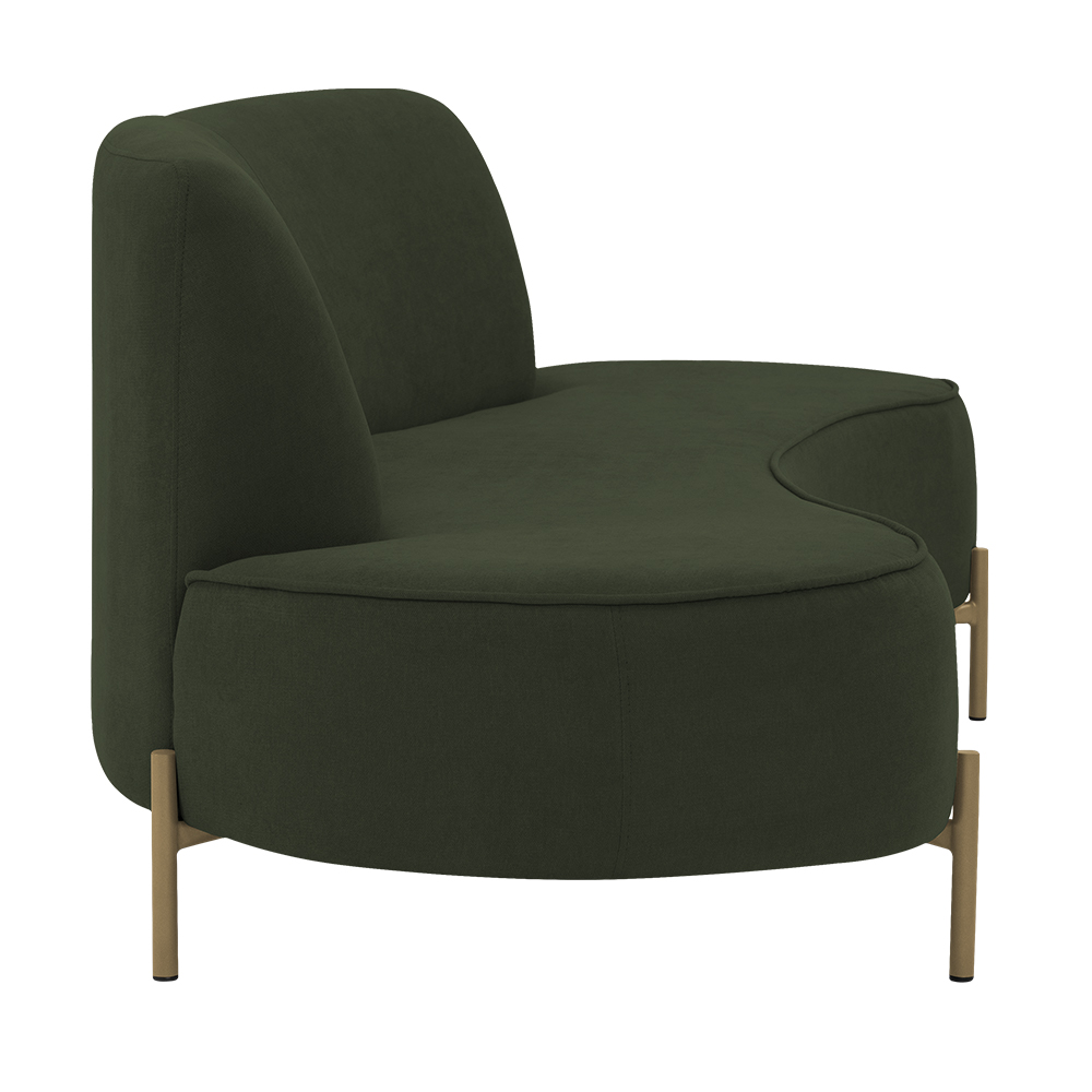 Sofá Orgânico 02 Lugares 150cm Argos Pés Ouro Fosco Linho Verde Musgo - Nexta Casa