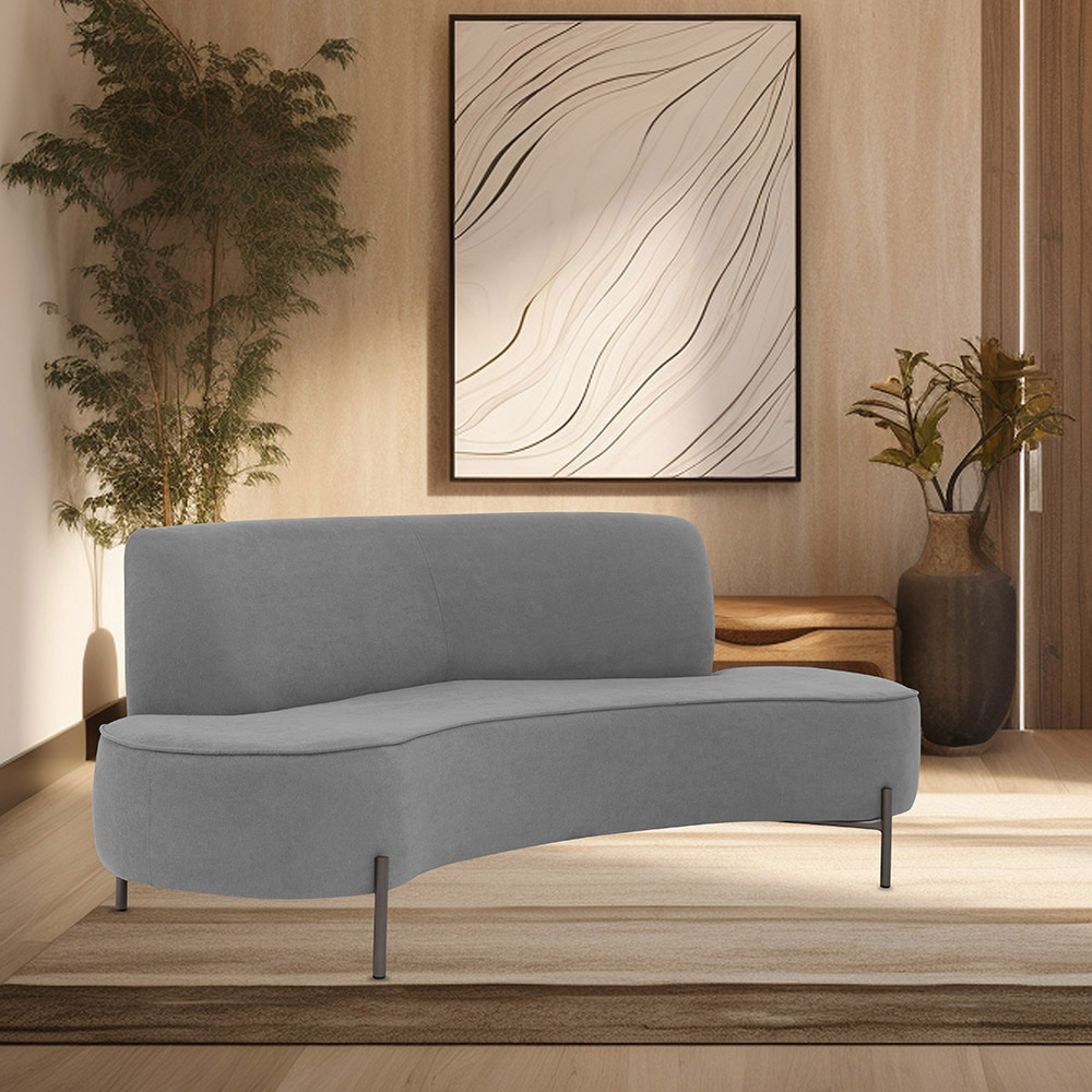 Sofá Orgânico 02 Lugares 150cm Argos Pés Titânio Linho Cinza - Nexta Casa