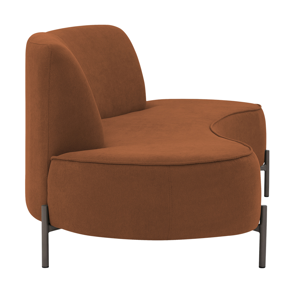 Sofá Orgânico 02 Lugares 150cm Argos Pés Titânio Linho Terracota - Nexta Casa
