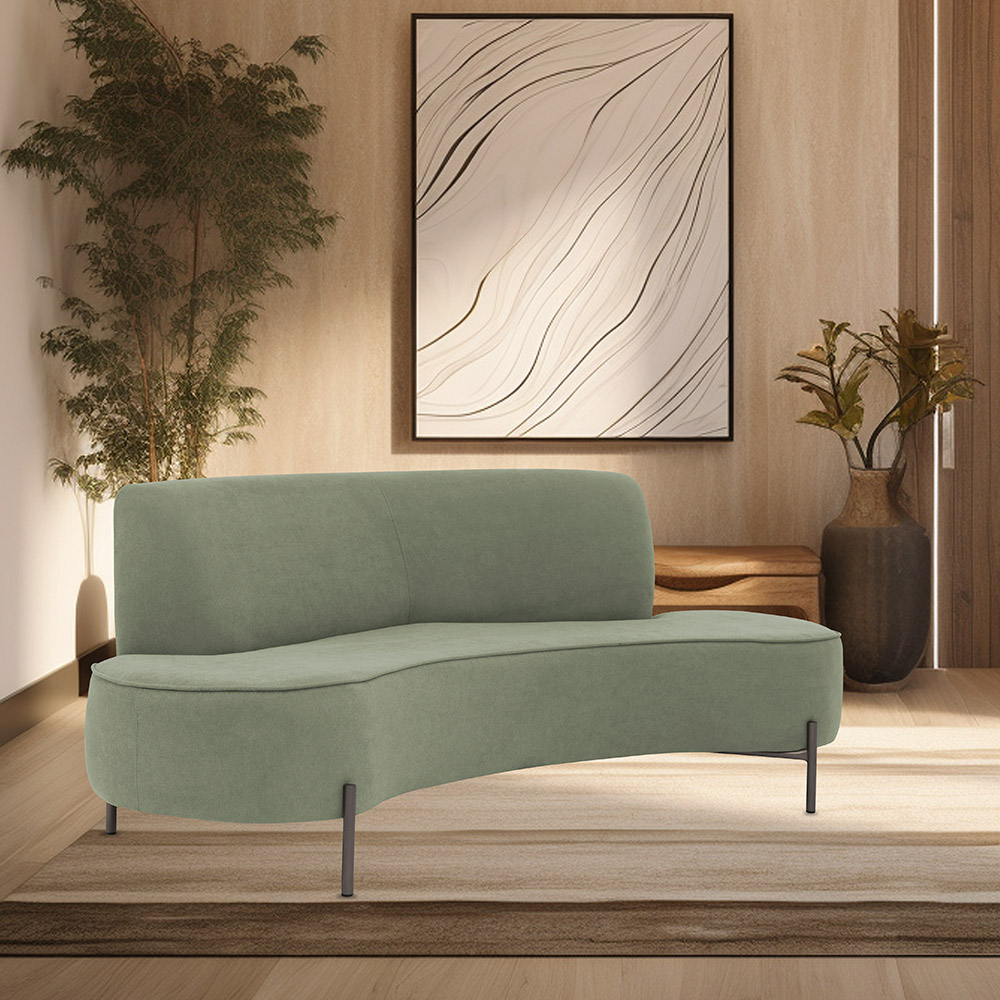 Sofá Orgânico 02 Lugares 150cm Argos Pés Titânio Linho Verde - CasaePoltrona