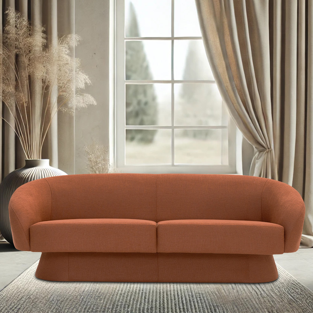 Sofá Sala de Estar 03 Lugares 180cm Liz Linho Terracota Suave - Nexta Casa
