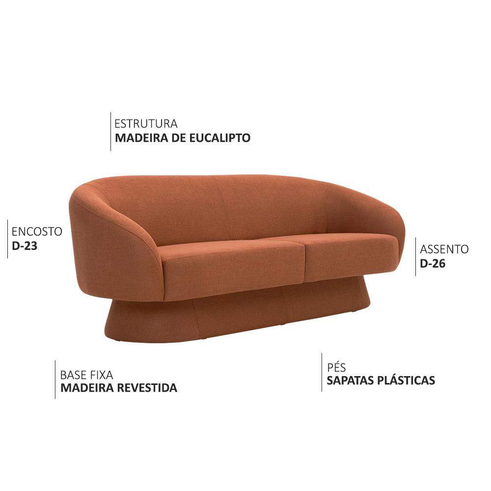 Sofá Sala de Estar 03 Lugares 180cm Liz Linho Terracota Suave - Nexta Casa