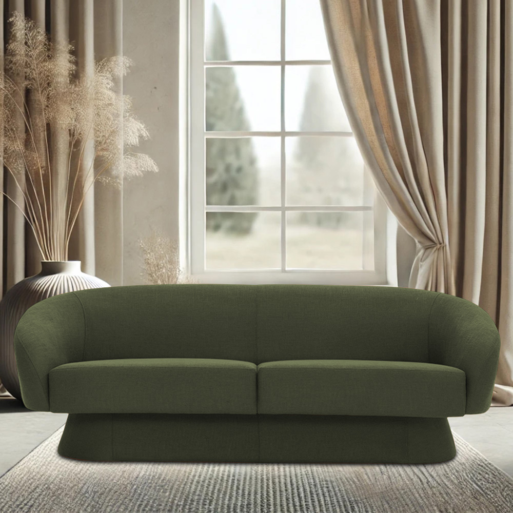 Sofá Sala de Estar 03 Lugares 180cm Liz Linho Verde - Nexta Casa
