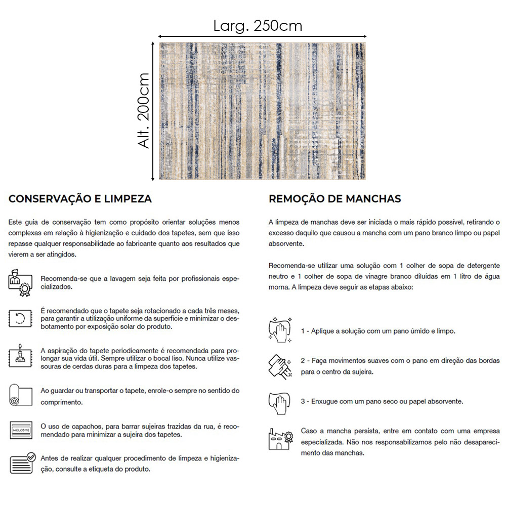 Tapete Decorativo Sala Retangular Classic 2,00 x 2,50m - Nexta Casa