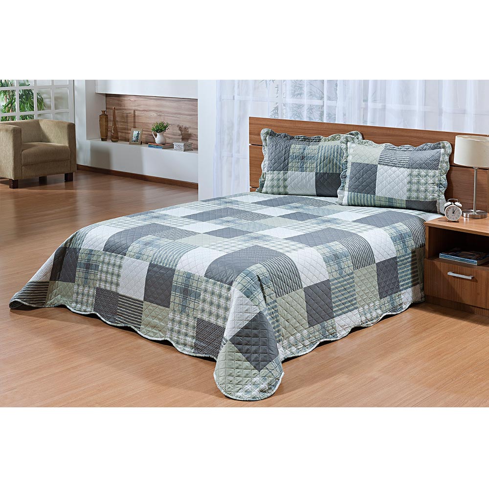 Colcha San Marino Queen 3 peças Cinza Niazitex