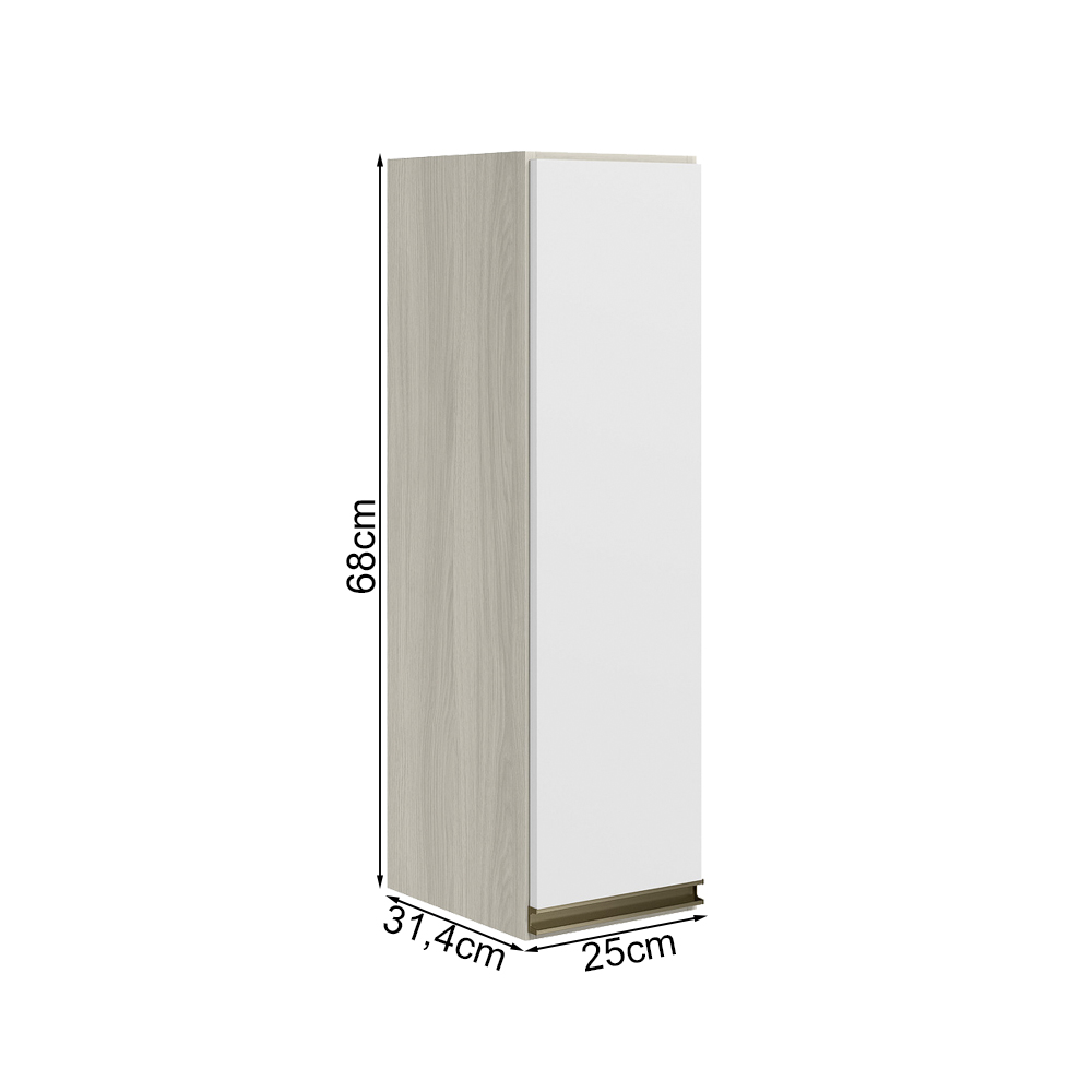 Armario Aereo 1 Porta MDF 25 cm Kali 12200 Bianco Toq Branco Uv Nicioli