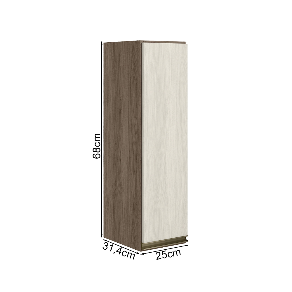 Armario Aereo 1 Porta MDF 25 cm Kali 12200 Carvalho Toq Bianco Toq Nicioli