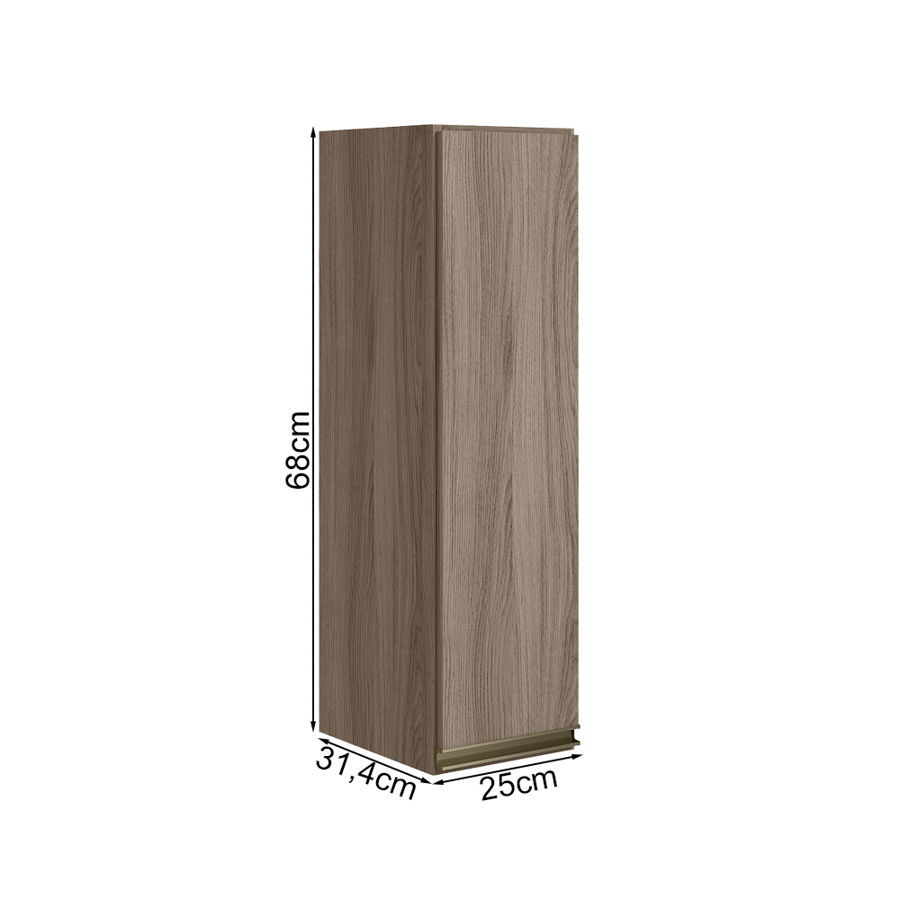 Armario Aereo 1 Porta MDF 25 cm Kali 12200 Carvalho Toq Carvalho Toq Nicioli